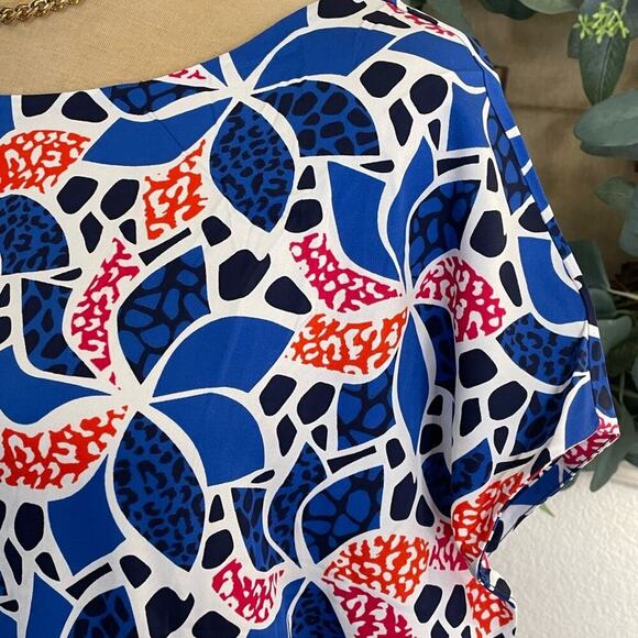 Diane Von Furstenberg DVF Printed Shift Sundress Sun Dress 4 Tomato Girl Summer - Picture 3 of 11